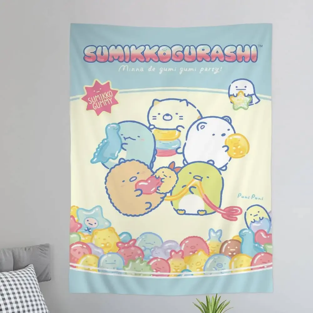 Anime S-Sumikko Gurashi Colorful Tapestry Wall Hanging Bohemian Wall Tapestries Mandala Wall Hanging Sheets