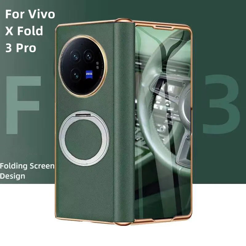 

Роскошный кожаный чехол-книжка для Vivo X Fold 3 Pro с металлической откидной подставкой с полной защитой экрана