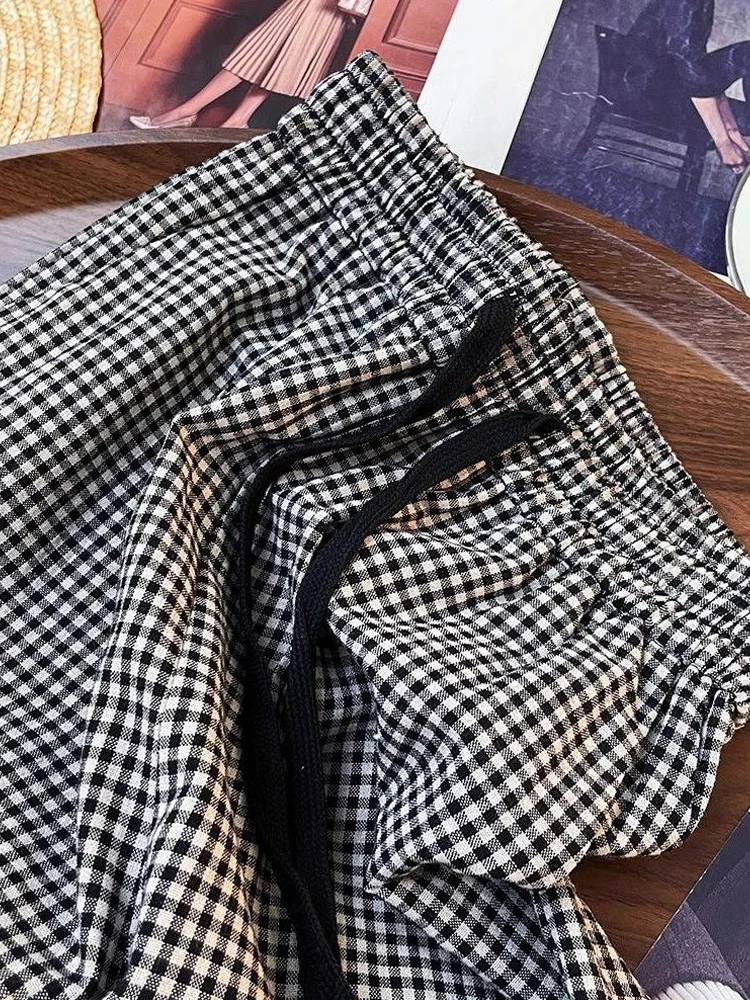 Plones Casus a Cuadros Chic 2024, Estilo Hoado para Mujer, Marca de Alta Gama, Versión Coreana, Tendencia Sur-Orient...