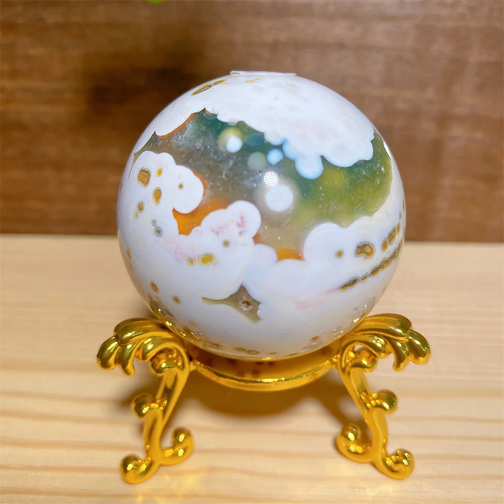 Natural High Quality Ocean Jasper Sphere Ball Stone  Crystal Specimen Spiritual Hand Energy Healing Feng Shui Home Decoration