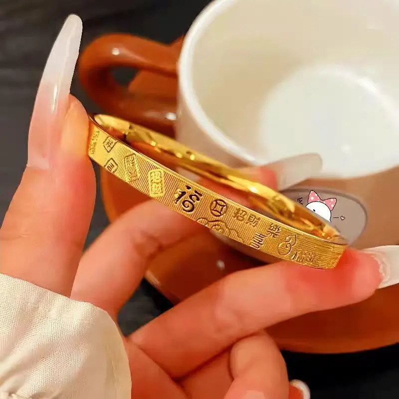 9999 gold strong color ancient filigree lucky and joyful bracelet, prosperous fortune fortune-telling bracelet