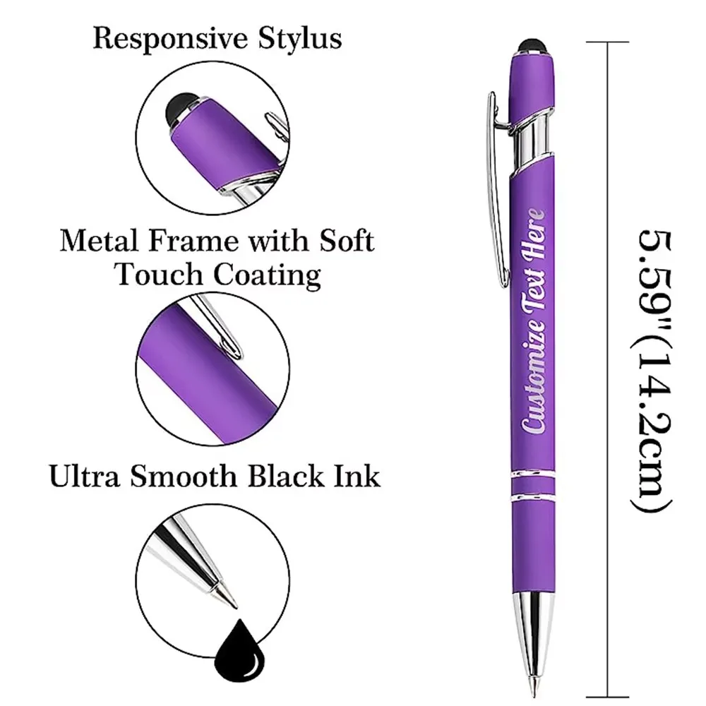 10-Pack Customizable Ballpoint Pens with Stylus Tip Engraved Metal Pens for Business Graduation Birthday Anniversary Corpor