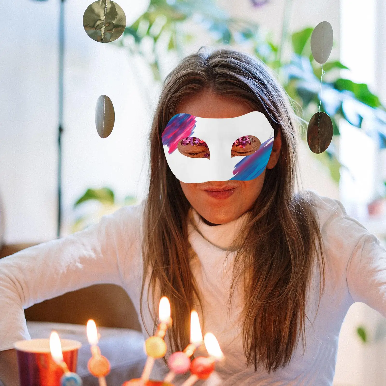 10 Stück leere Masken zum Basteln, weißer Papierzellstoff, halbe DIY-Malerei, unbemalt, Maskerade-Maske, Dekor, Erwachsene, Party, Cosplay
