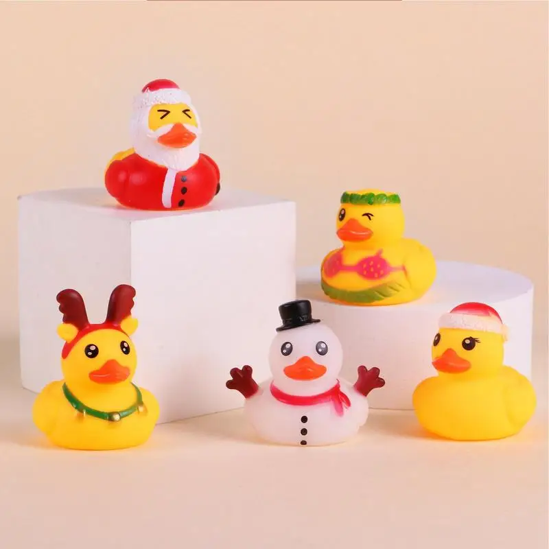 Patos de borracha sortidos para crianças, brinquedos do banho do bebê, Duckies do chuveiro, partido favores truque, festas de Natal, conjunto 24pcs