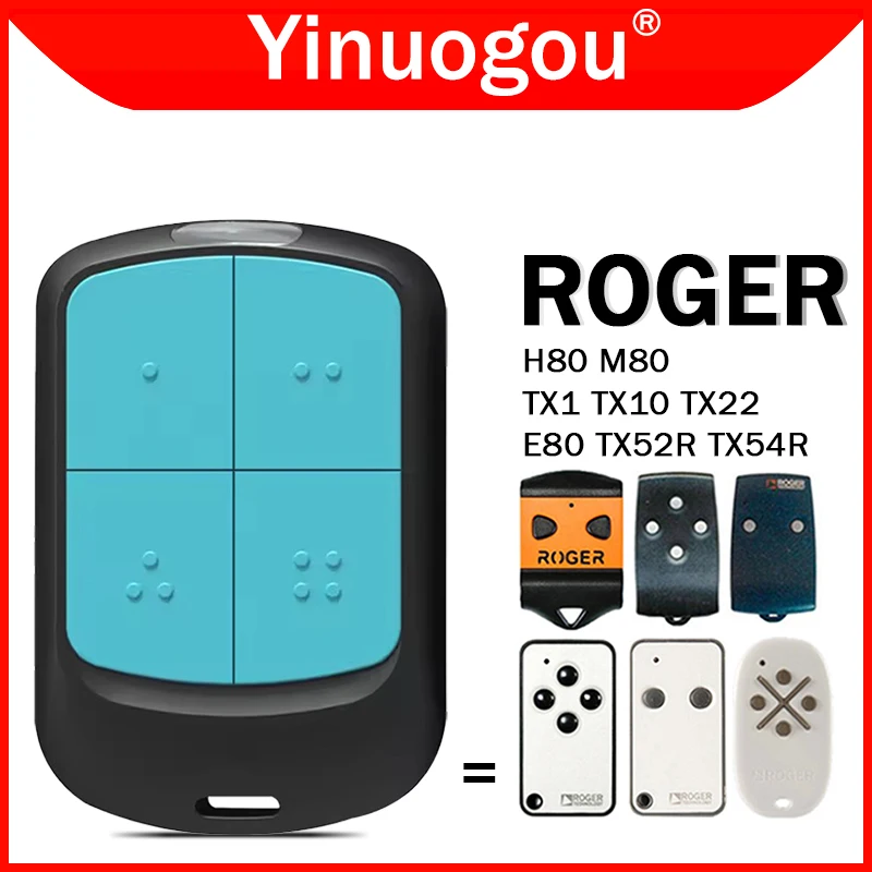 

ROGER E80 TX52R TX54R H80 M80 TX1 TX10 TX22 Gate Remote Control Garage Door Opener 433MHz ROGER Electric Gate Control Command