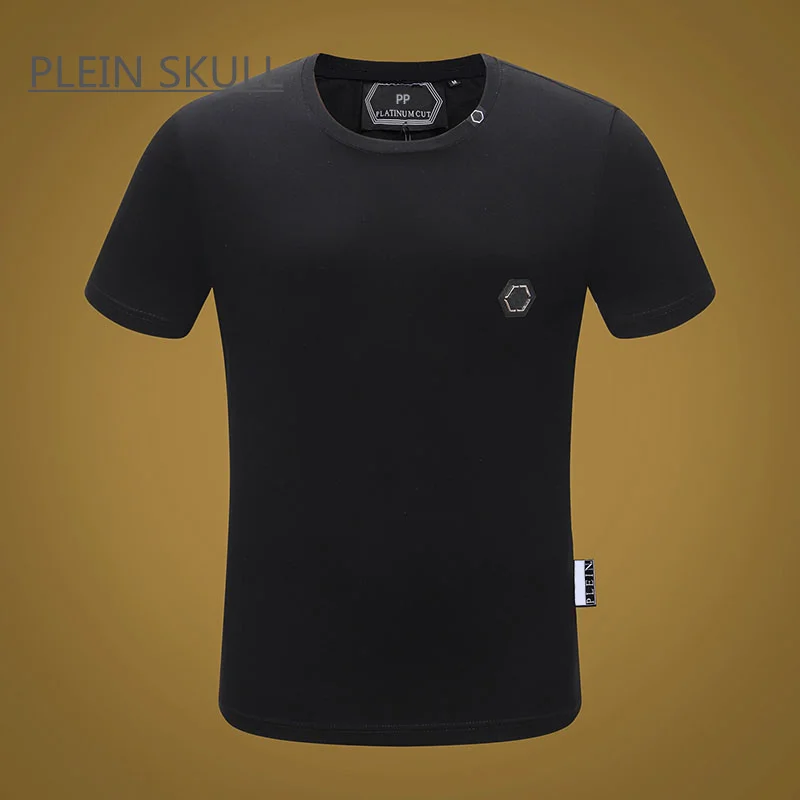 PLEIN SKULL Breathable Fitness Men\'s T-shirt Classic Retro Summer Fit High Street Short Sleeve Top  Round Unisex Sports Neck Tee