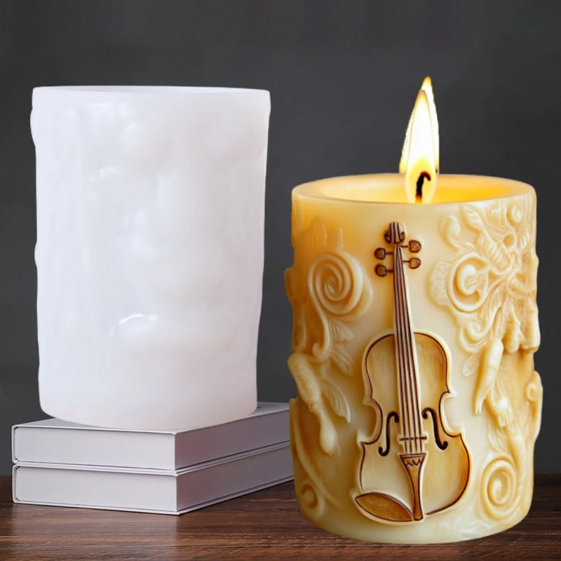 Gitara relief cylindryczna świeca silikonowa forma skrzypce uwaga relief cylindryczna forma instrument muzyczny skrzypce żywica formy gipsowe — zdjęcie 3