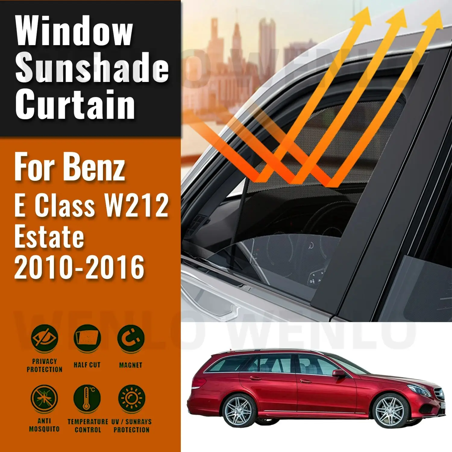 For Mercedes Benz E Class W212 Estate Avant Wagon 2010-2016 Car Window Sunshade Curtain Sun Shade Visor Net Mesh Protect Kids