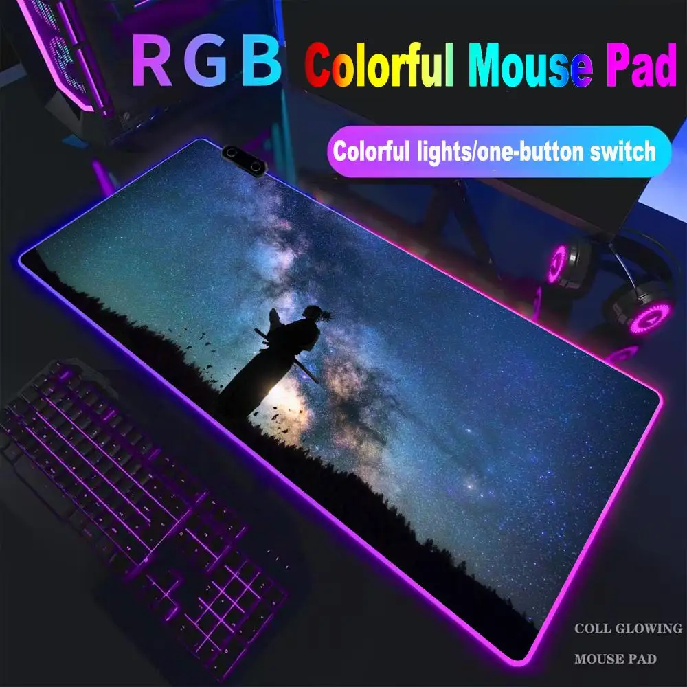 

Japan Samurai Mouse Pad High-end E-sports Vagabond Mouse Pad RGB LED Pc Large Student Writing Pad Gamer Luminous Desk Mat HYBXXC
