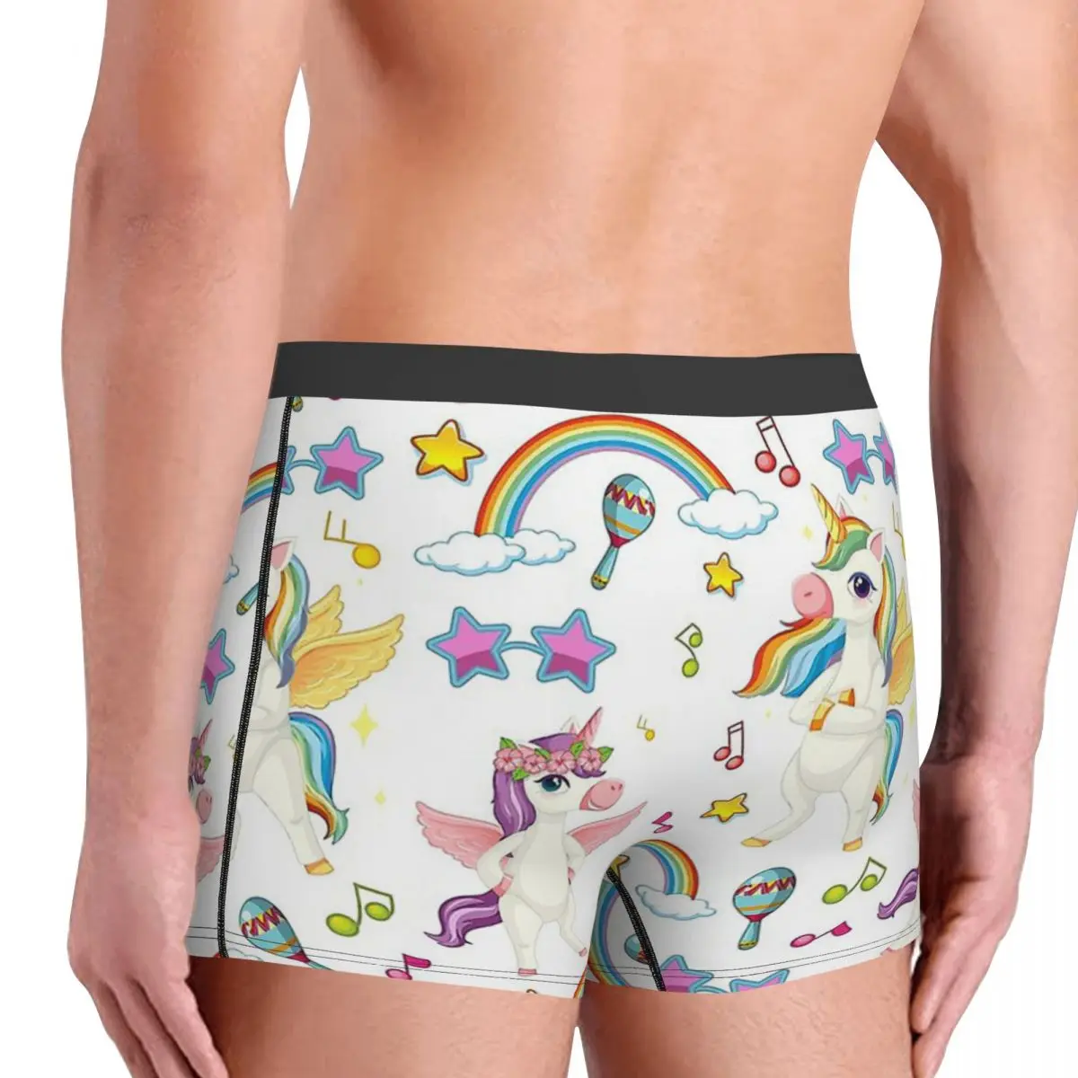 Unicorn Music Pattern Kawaii Cute Animal Animals Underpants Cotton Panties Man Underwear Comfortable Shorts Boxer Briefs