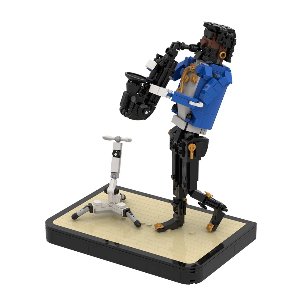

Gobricks MOC Jazz Alto Saxophonist Building Blocks Model Jam Session Jazz Saxophonist Bricks Assembled Toy for kids Gift