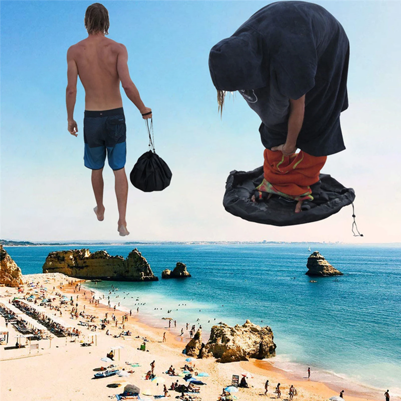 Muta di grande capacità fasciatoio costume da bagno surf immersioni vestiti borsa portaoggetti custodia con coulisse per sport acquatici all'aperto