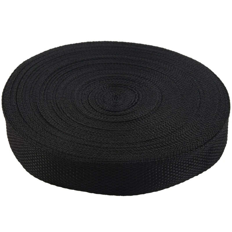 3Pcs 25Mmx20m Roll Nylon Tape Strap For Webbing Bag Strapping Belt Making DIY Craft - Black