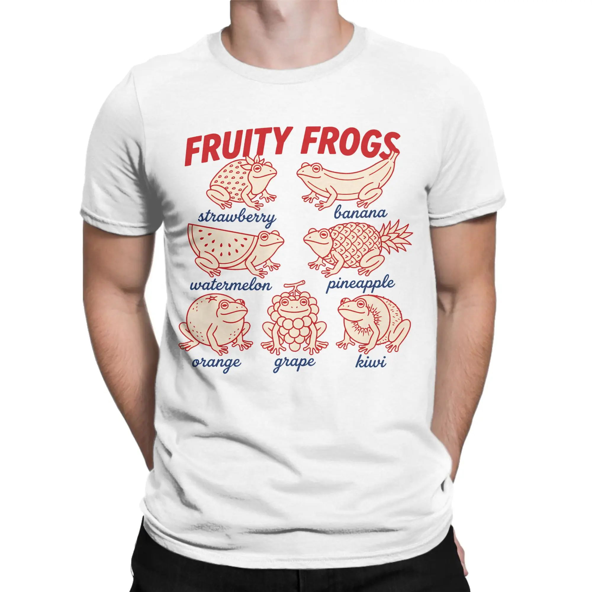 Novelty Fruity Frogs Pasta Pups Tshirt For Men Women Crewneck Short Sleeve Top Tee  100%Cotton Summer Clothing