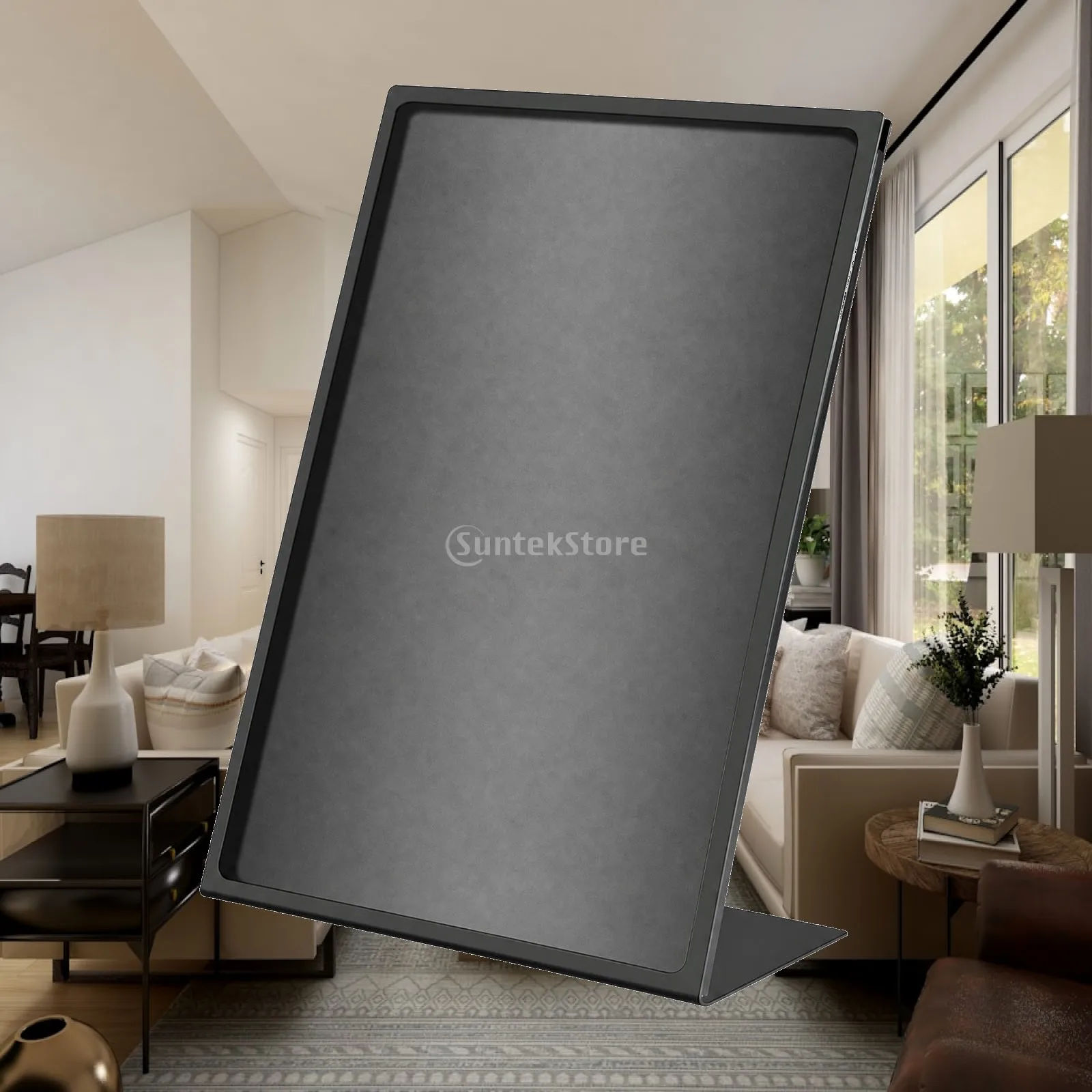 Tabletop Sign Stand with Anti-Slip Base Stable Carbon Steel Table Sign Holder 8.5 X 11 Menu Holder with Acrylic Front Panel for