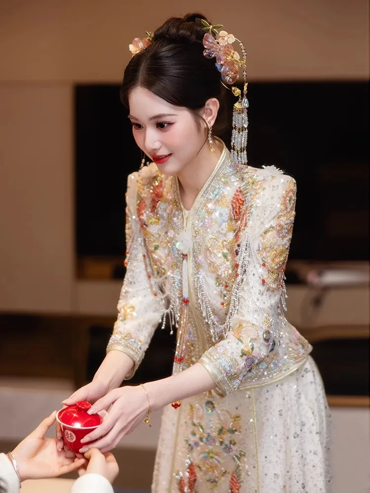 

Champagne Colored New Bride Wedding Dr Wedding Gown Chinese Sle Summer Wedding Ceremony Dr Ele Sensation