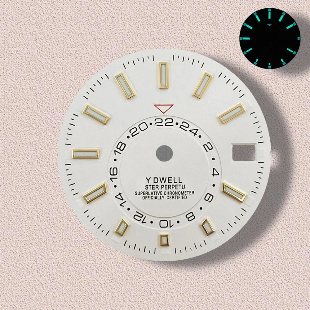 28.5mm S Logo New Sunburst Dial Fit NH35/NH36/4R/7S Japanese Movement Green Luminous High-Quality Watch Modification Accessories