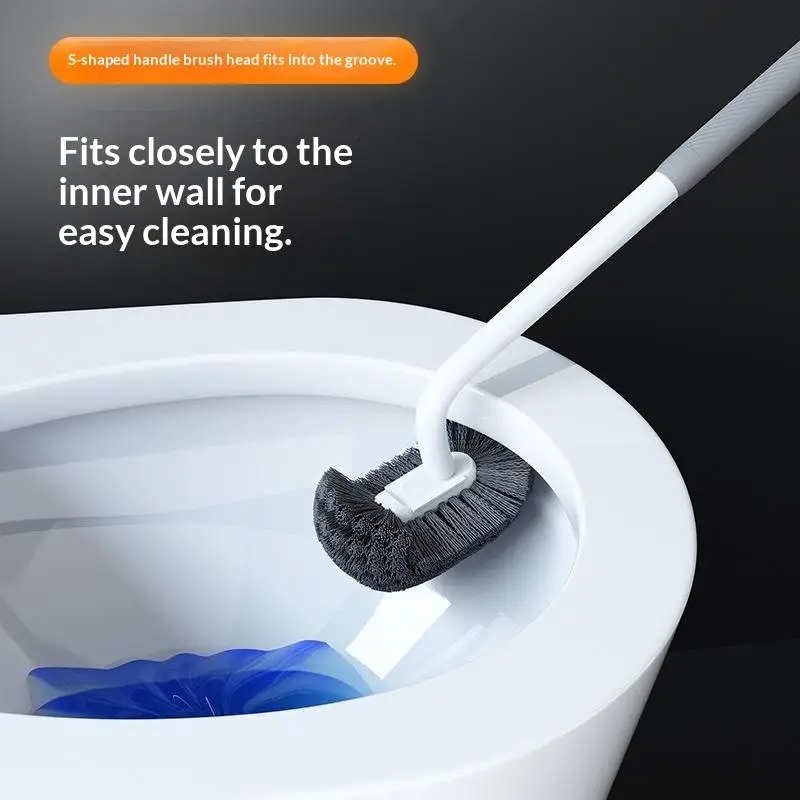 Wall Mounted Toilet Brush Long Handle No Dead Angle Bathroom Cleaning Brush Soft Bristle For Household Toilet Cleaning