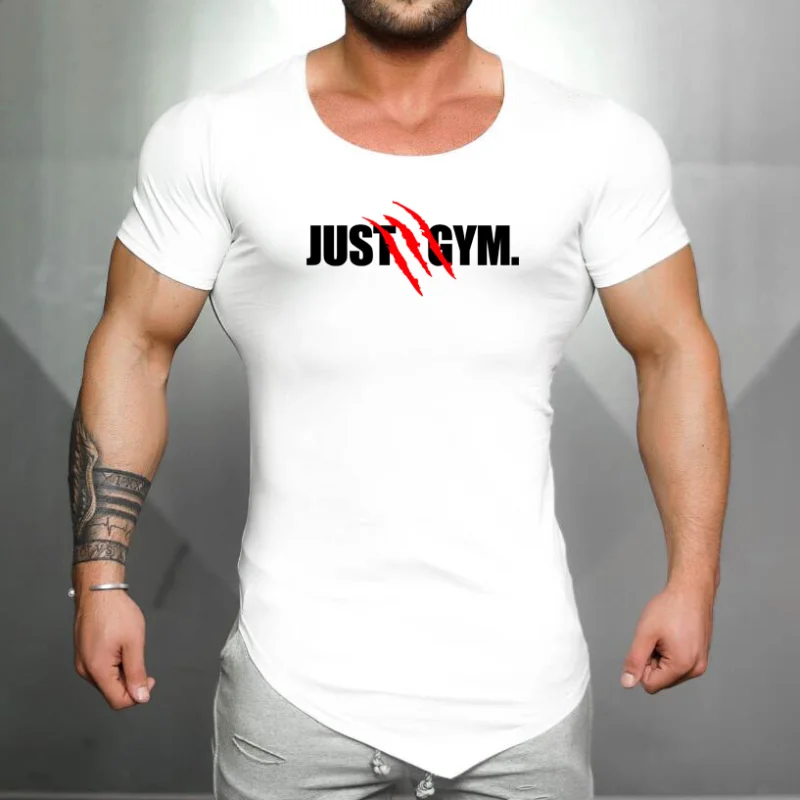 Męska t-shirty sportowe do biegania letnia bawełniana oddychająca odzież sportowa typu Slim Fit na siłownię z Fitness krótki rękawem — zdjęcie 6