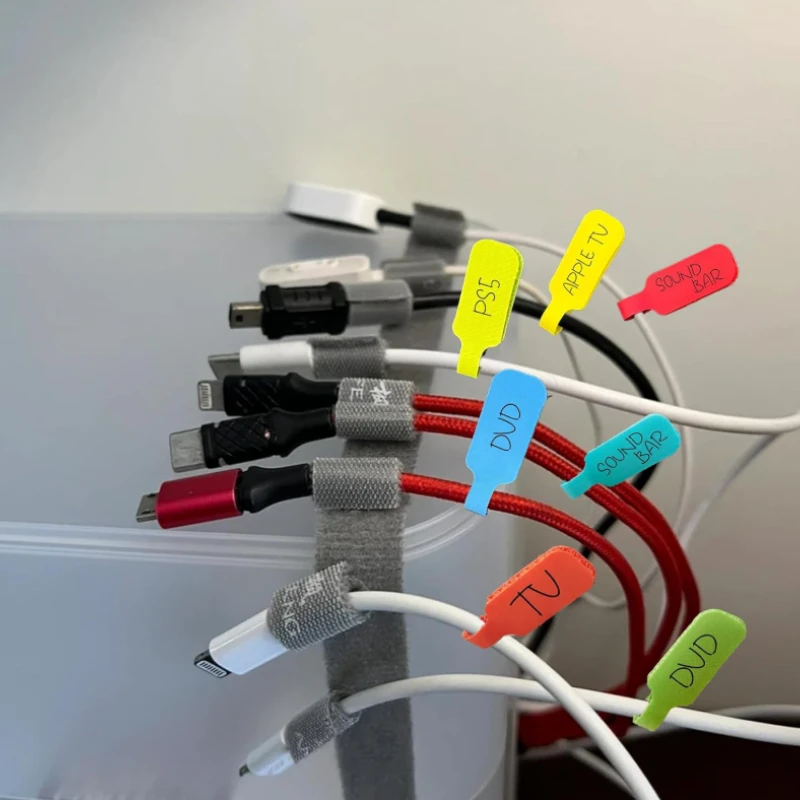 5-100PCS Cable Label Hook & Loop‌ Writable Colored Cable Identification Sticker Self-adhesive Writable Wire Classification Strap