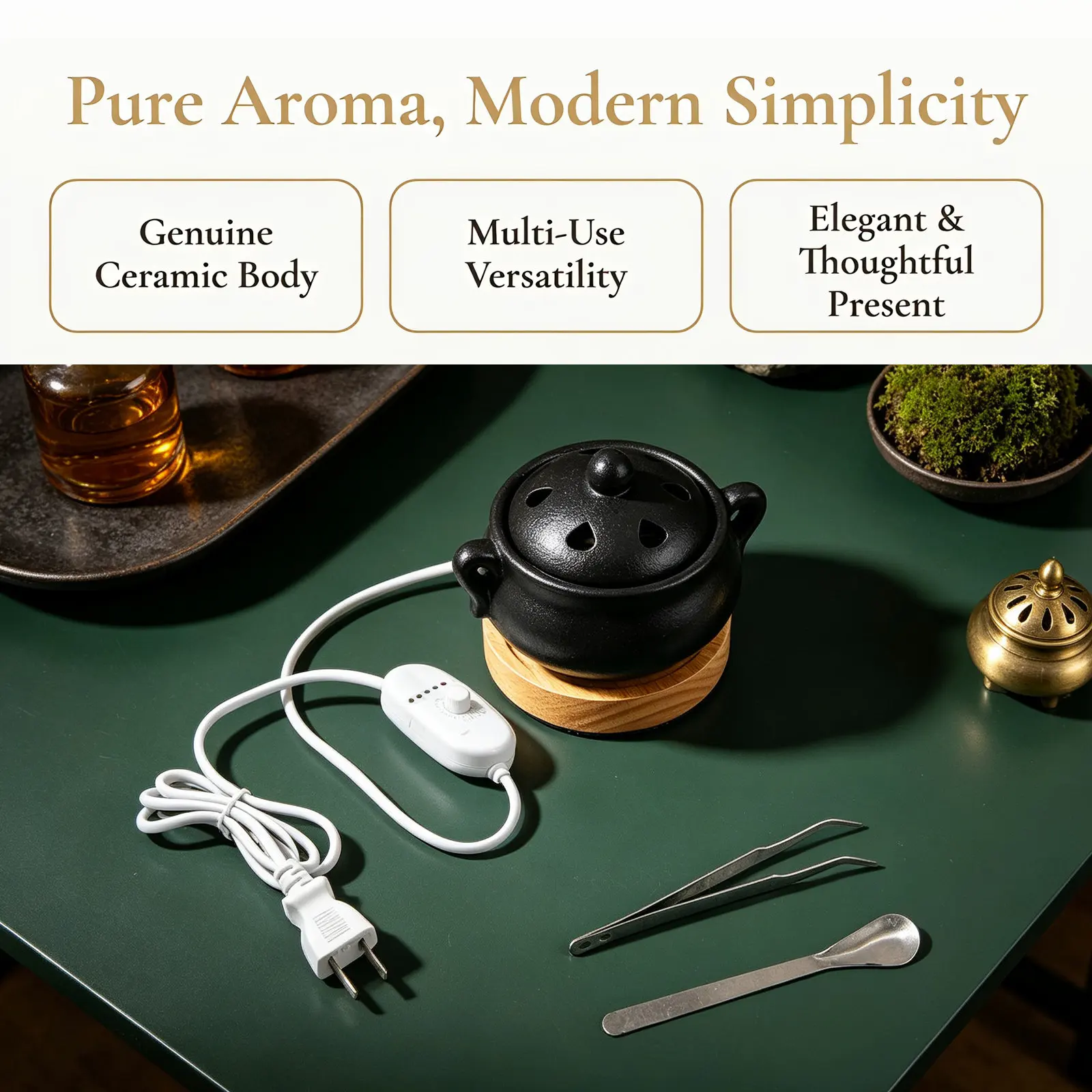 Bakhoor Chips Burner Ceramic Electric Incense Charcoal Bukhoor Burners With Adjustable Timer For Home Porch Patio Garden Office