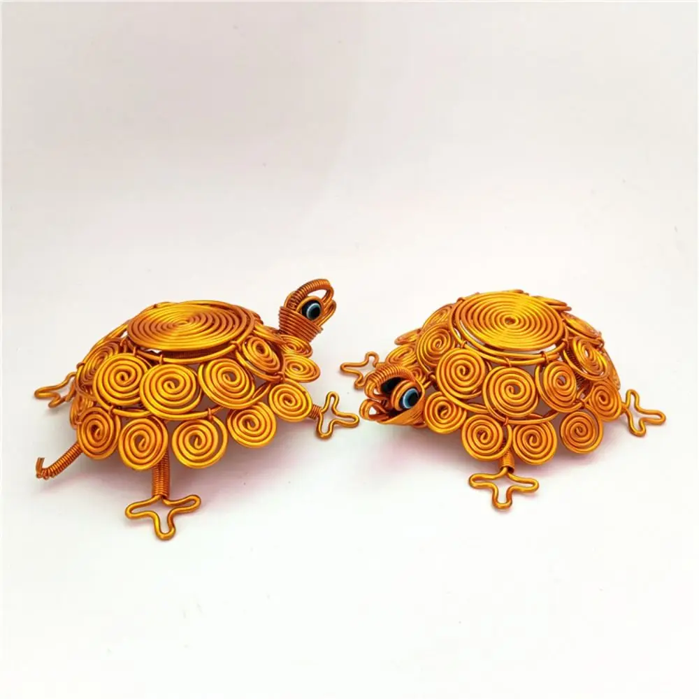 

Sculpture Handmade Turtle Statue Model Woven Aluminum Wire Tortoise Figurine Cartoon Crafts Turtle Retro Ornaments