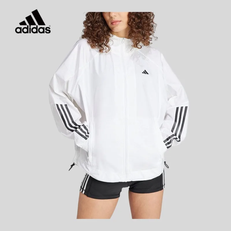 Adidas Men's Woven Detachable Hood Jacket Spring Two-Way Wear Minimal Trefoil Thin Wind Coat IS8042