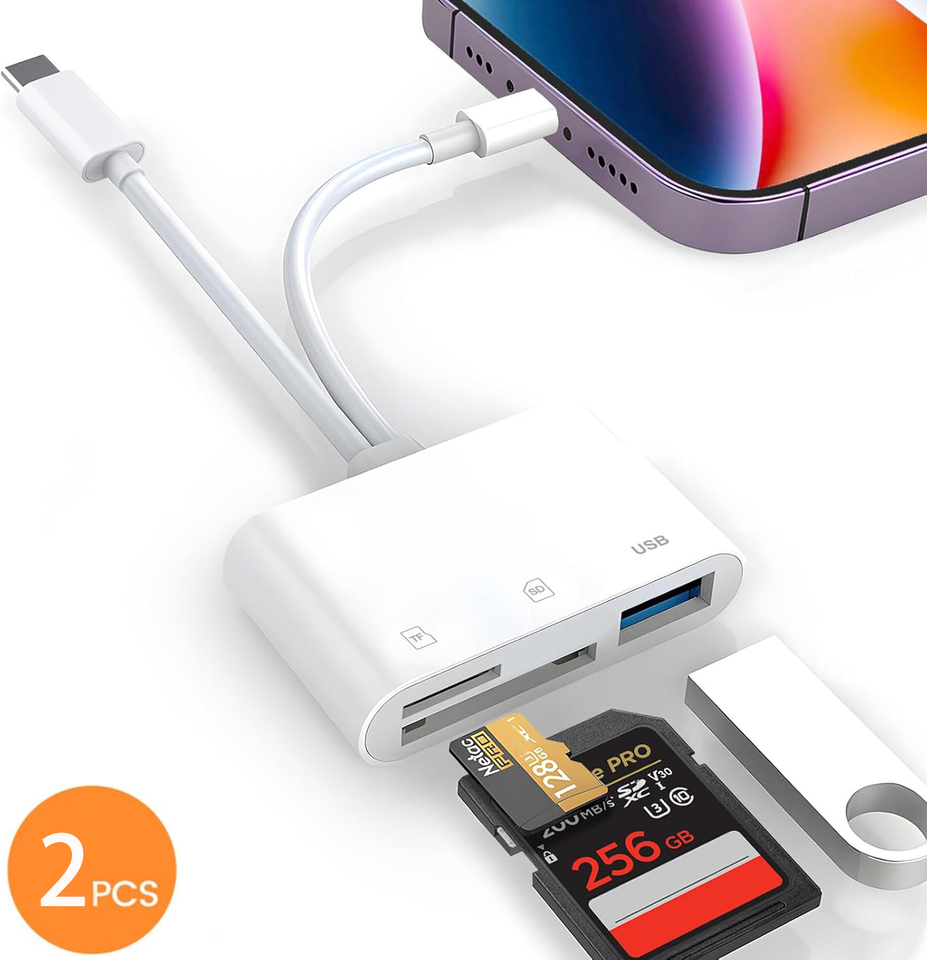  5-in-1 USB 3.0 Lightning Type C SD TF Card Reader Adapter for iPhone iPad MacBook Samsung Android Cameras Other Devices 