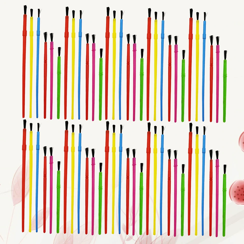 100 قطعة من فرش DIY لوازم فنية بلاستيكية للأطفال أدوات رسم تفاصيل مجموعة طلاء مصغرة محمولة من الأكريليك بألوان مائية لوحة زيتية