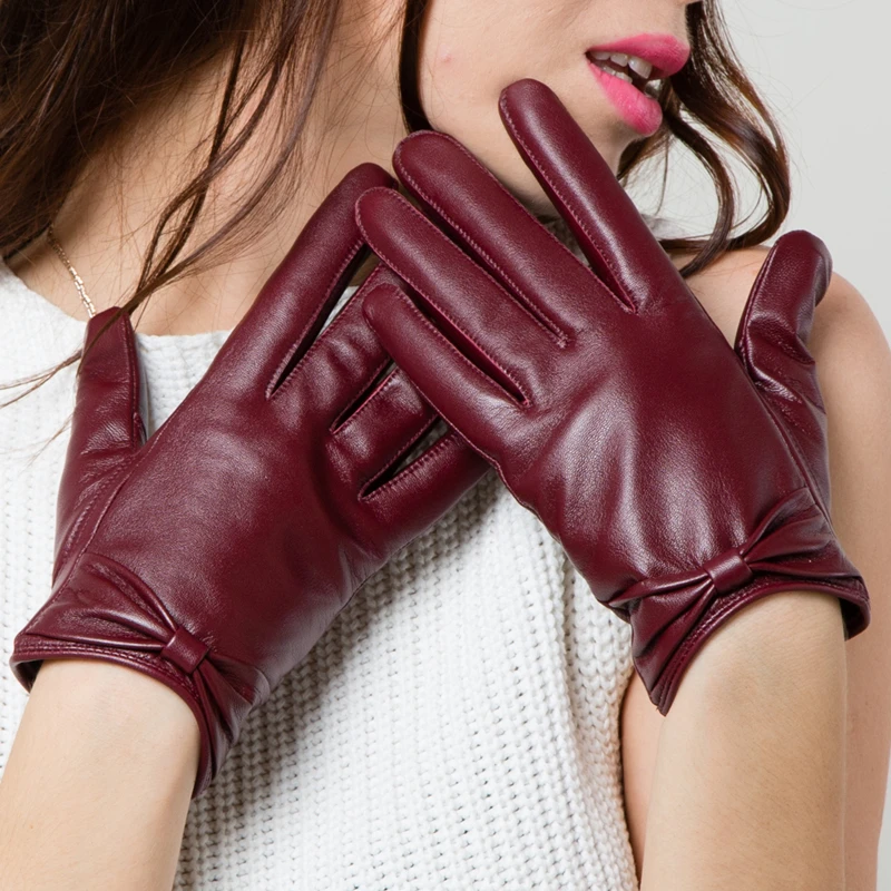 GOURS Winter Real Leather Gloves Women Black Genuine Goatskin Gloves Fashion Fleece Lining Warm Soft Driving New Arrival GSL034