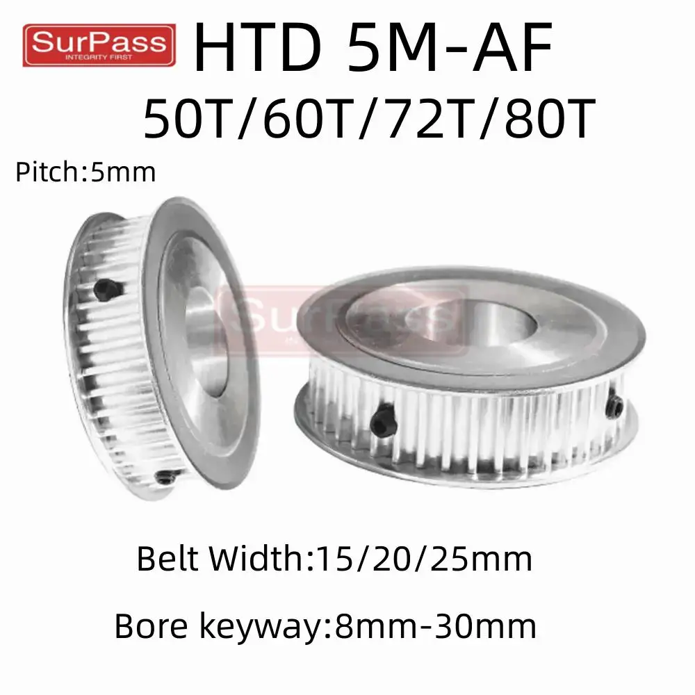 HTD 5M 50T/60T/72T/80 Teeth Timing Pulley Bore 8-30mm keyway 3x1.4/4x1.8/5x2.3/6x2.8/8x3.3mm for 15/20/25mm Width Belt