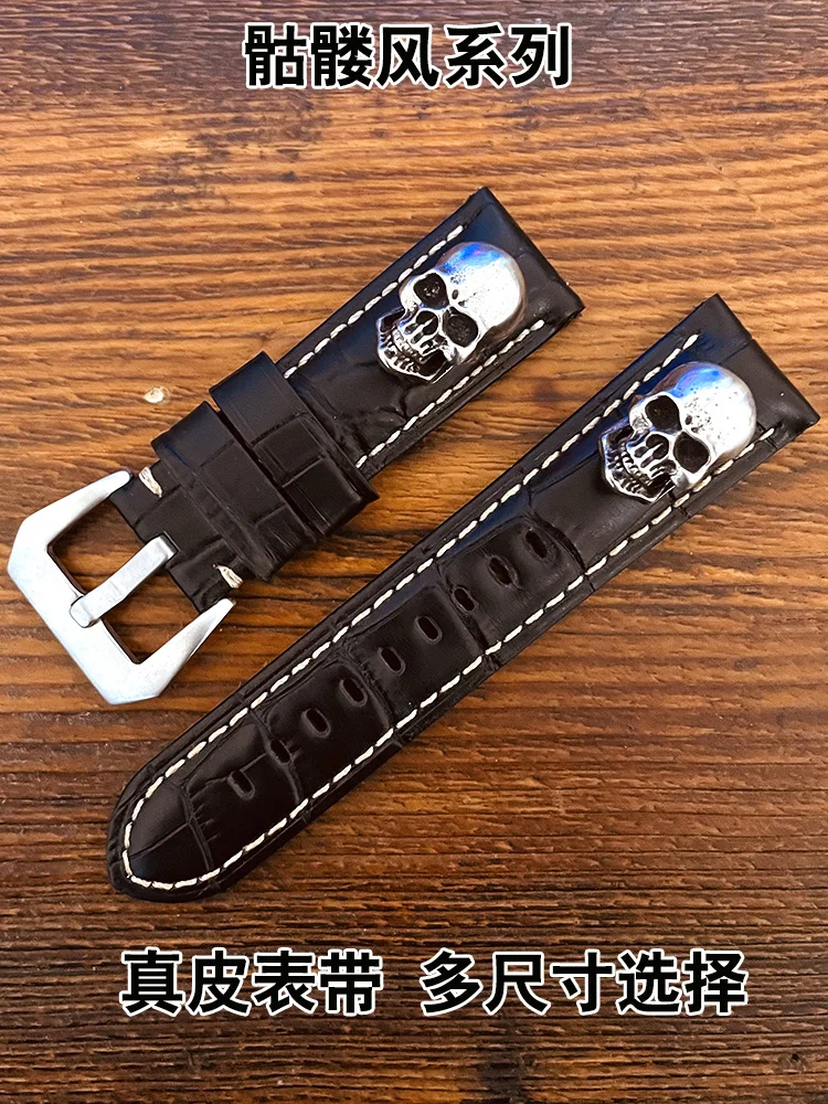 Handmade Punk Genuine Leather Watch Band Casual Cowhide Strap 20 22 24 26mm Men's and Women's Watch Pin Sports Strap