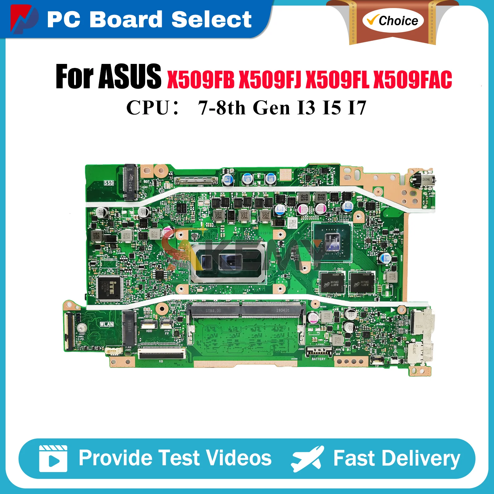 

X509FB Laptop Motherboard For ASUS X509F X509FL X509FAC A509F Y5200F X509FJ F509F Mainboard With I3 I5 I7 CPU 100% tests OK stk