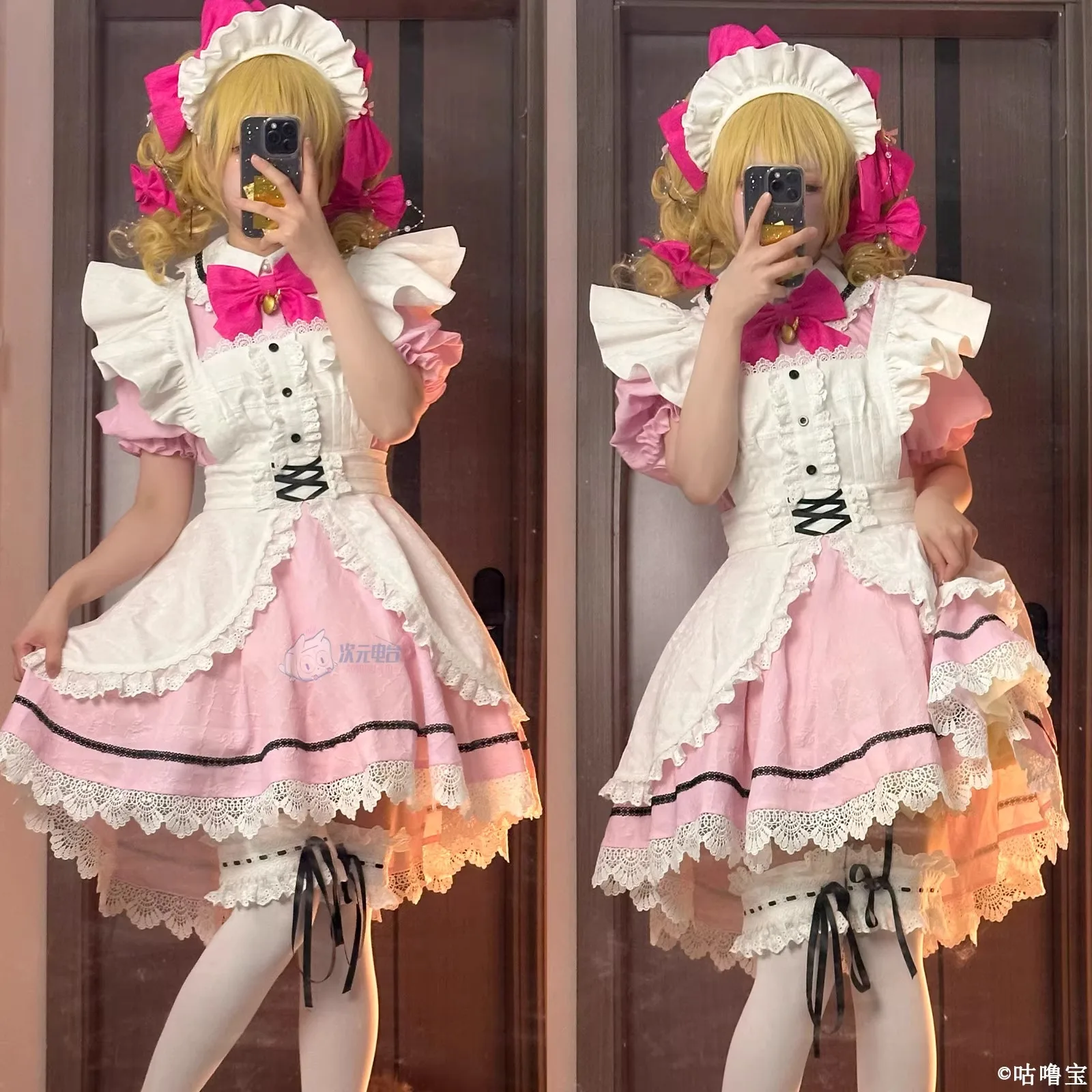 Disfraz de Pichi Pichi Pitch Nanami Ruchia para mujer, bonito vestido de sirvienta de manga corta, calcetines, trajes, ropa de fiesta de Carnaval y Halloween
