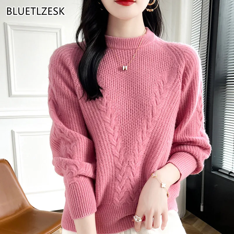 2024 Autumn/Winter New O-Neck Cashmere Sweater Women\'s 100% Pure Wool Knit Sweater French Soft Luxury Loose Pullover Hot Sales