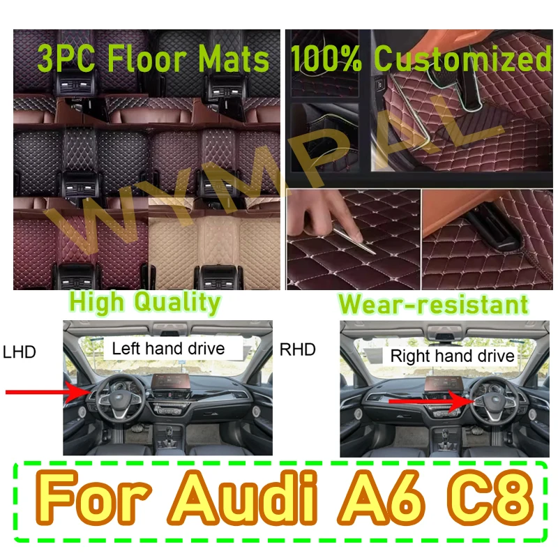 

Роскошные автомобильные коврики для Audi A6 C8 2019 2020 2021 2022 2023, автомобильные кожаные мужские и женские автомобильные коврики, полностью изготовленное на заказ автомобильное покрытие