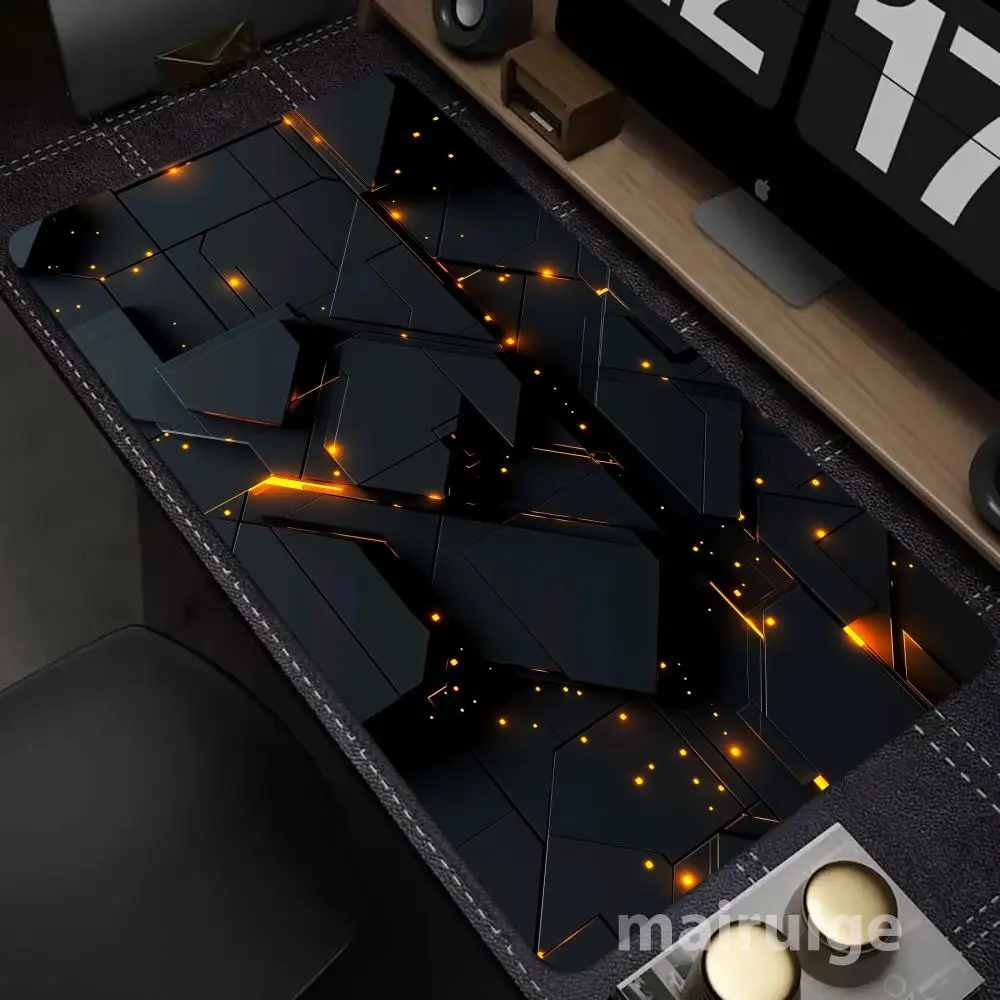 

Светящийся геометрический коврик для мыши, большой коврик для компьютера, офиса, игрового стола, XXL, резиновый, противоскользящий, с прошитыми краями, моющийся коврик для клавиатуры, настольный коврик