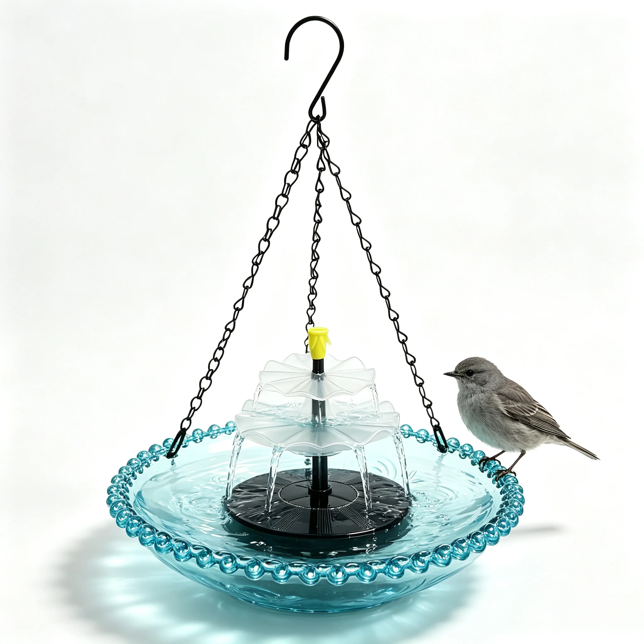 Solar Bird Bath Fountain, Garden Decorative Bird Bath, Rustic Water Feature, Outdoor Ornament, Enhances Garden Aesthetics