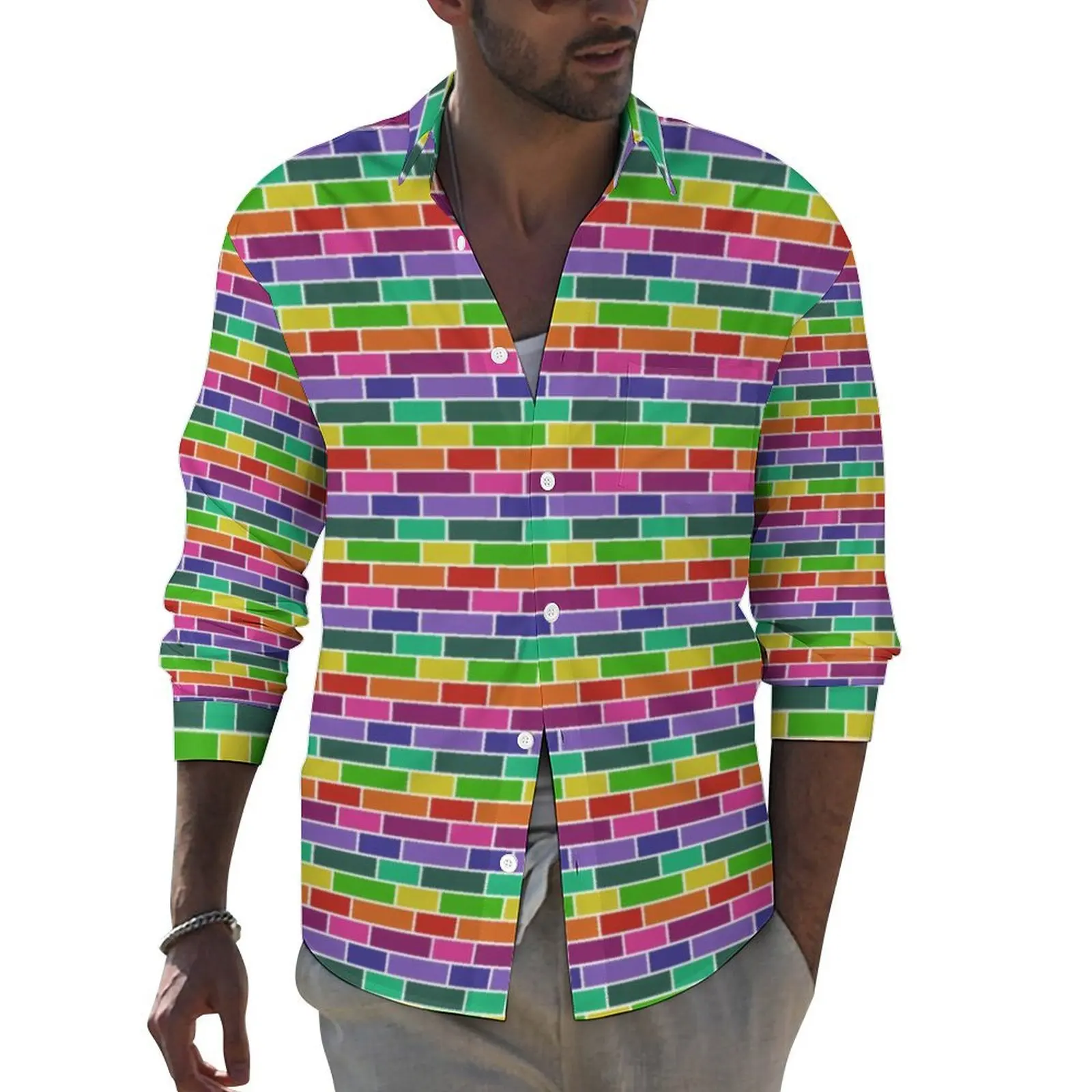 Neon Retro Mod-camisas casuales para hombre, camisa moderna de mediados de siglo, blusas estéticas de moda, Top gráfico de primavera, talla grande