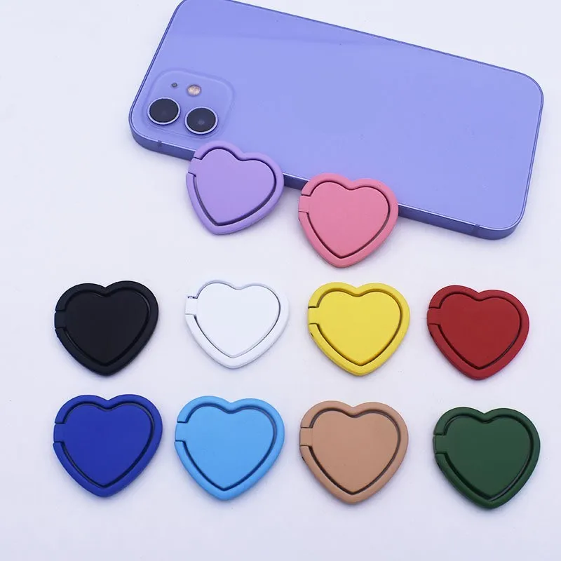 

Multicolour Heart Love Metal Mobile Phone Holder Stand INS Phone Holder Fold Stand Tok Support Finger Ring Bracket Accessories