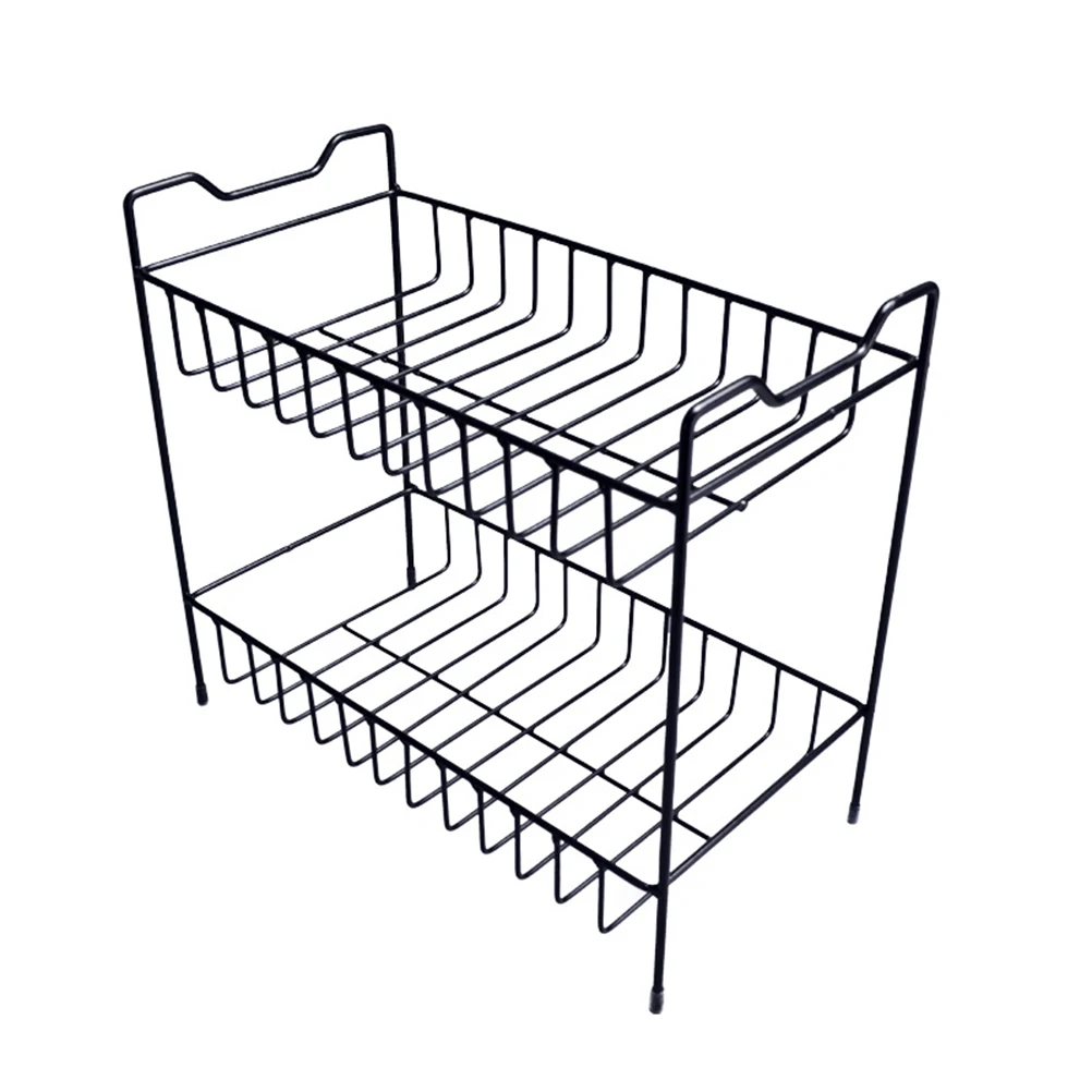 

Hollow Bottom Seasoning Storage Shelf Iron Kitchen Organizer Vertical 2 Layers Rack