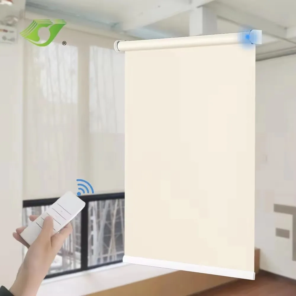 

Battry Electric Control Roller Blinds High Quality Semi-Blackout Waterproof Fabric Office Shading Smart Home Decoration