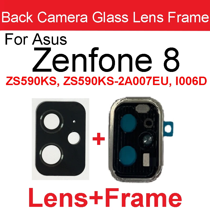 For Asus Zenfone 8 ZS590KS Rear Camera Lens Glass Frame Back Camera Glass Lens Cover Holder Replacement Parts