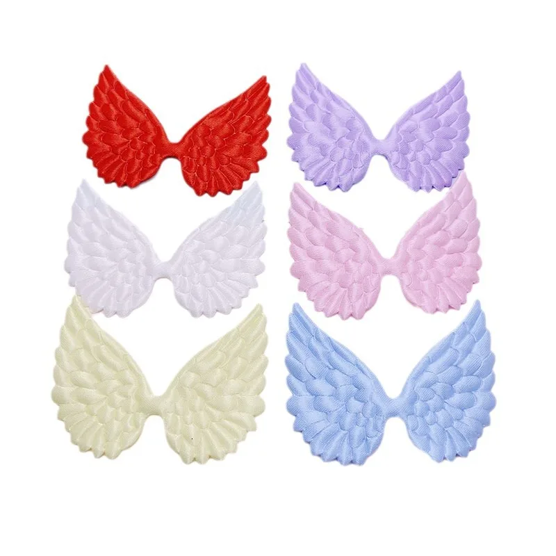 60 Stück 5,8x4,5CM Stoff-Satin-Engelsflügel-Applikationen zum Aufnähen für DIY Kinder-Haarspangen-Zubehör, Kleidungsstücke, Kopfbedeckungen, Dekor-Patches – Detail 1