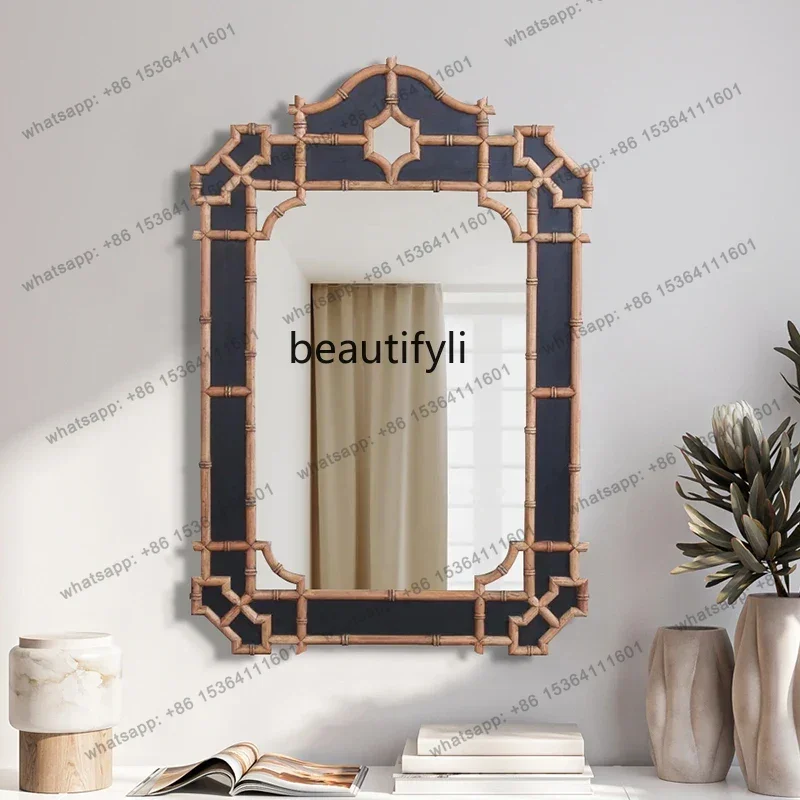 

D30 French Vintage Makeup Mirror Artistic Retro Vanity Mirror for Home Entrance Decoration Mirror