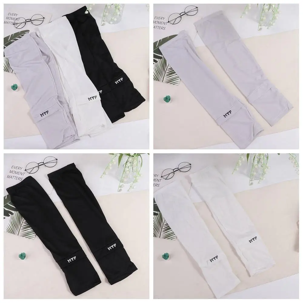 Sports Loose Solid Color Cycling Letter Sun Protection Summer Sunscreen Sleeves Driving  Arm Cover Women Arm Sleeves Ice Silk