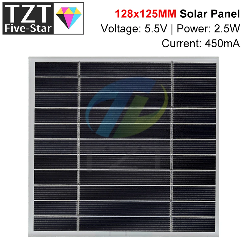 5.5V 2.5W 450mA Mini Solar Panel 128X125MM Solar Cell DIY For Light Cell Phone Toys Chargers Portable High Quality DIY Education