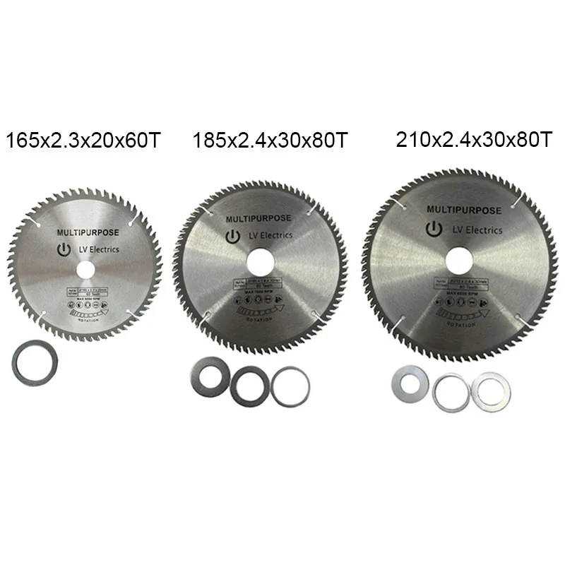 

165x2.3x20x60/185x2.4x30x80/210x2.4x30x80 Carbide Tipped Circular Saw Blades Woodworking Saw Blades for Cutting Wood and Plastic