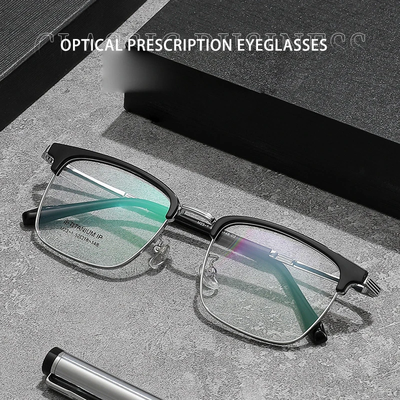 

New Fashion Retro Ultra Light Alloy Spectacle Eyewear Myopia Astigmatism Customized Optical Prescription Eyeglasses Man Frames