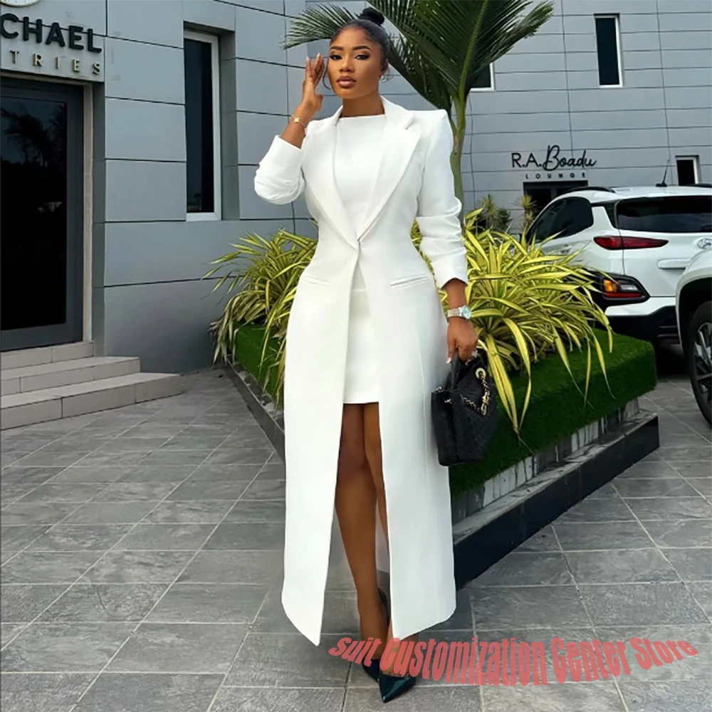 

Simple One Button Blazer 1 Piece Vintage Floor Length Full Sleeve Long Coat Customized Casual Jacket Celebrity Party Outerwears